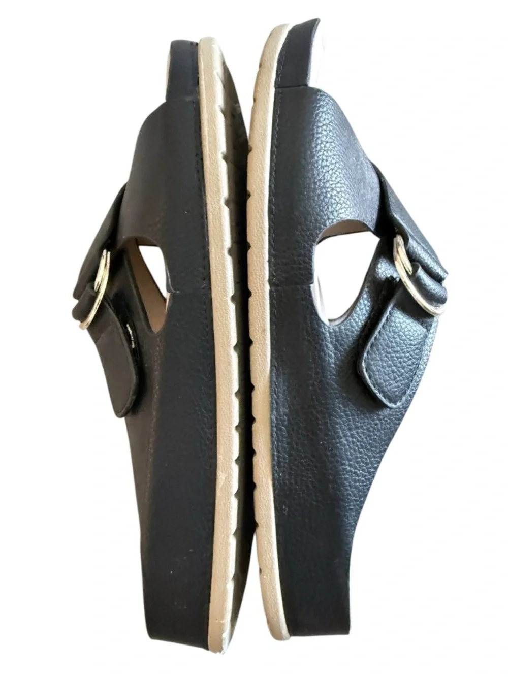 Patrizia Rutha women’s 9 slip on black sandals with a cross-cross design